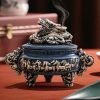 Resin Chinese Dragon and Horse Theme Incense Spiral Coil Burning Censer Holder