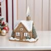 Resin Christmas Winter Snow House Smoking Chimney Log Cabin Incense Burner