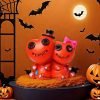 Resin Double Heart-Headed Colorful Voodoo Doll Cone Incense Burner Holder for Halloween Holiday