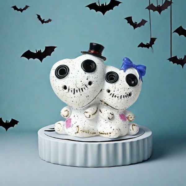 Resin Double Heart-Headed Colorful Voodoo Doll Cone Incense Burner Holder for Halloween Holiday