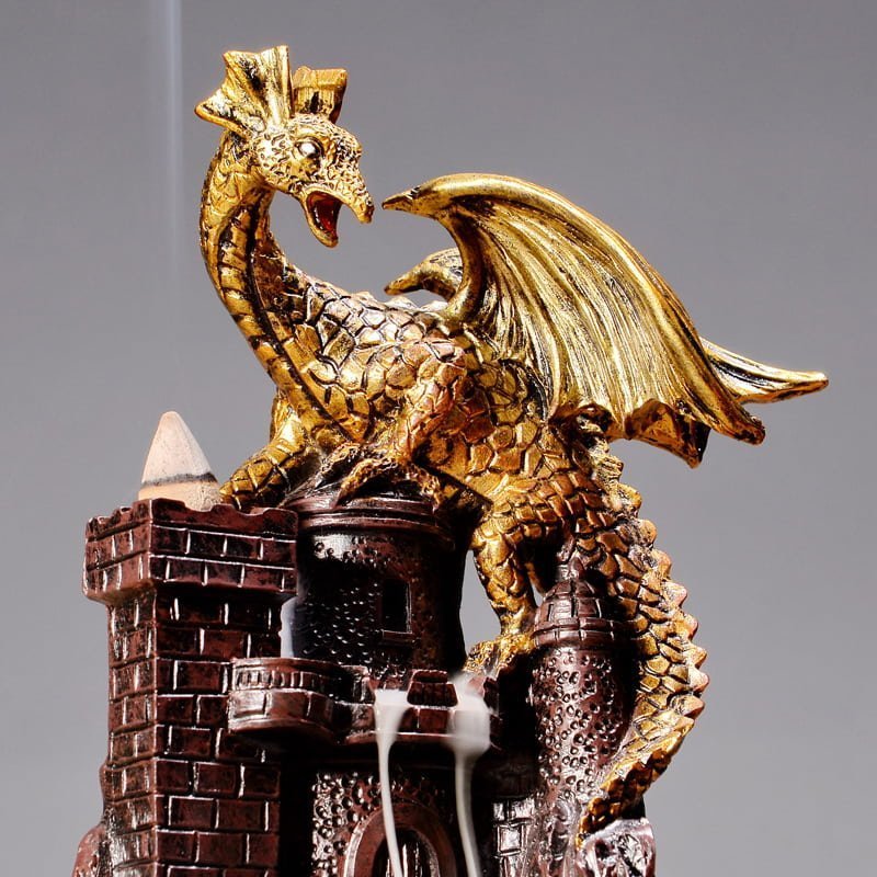 Vintage Purple Clay Dragon Castle Backflow Waterfall Incense Burning Holder | Lulu Incense