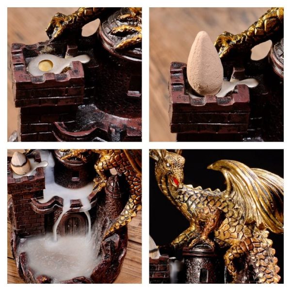 Vintage Purple Clay Dragon Castle Backflow Waterfall Incense Burning Holder | Lulu Incense