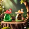 Resin Green and Yellow Mushroom House LED Christmas Incense Burning Holder 1