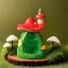 Resin Green and Yellow Mushroom House LED Christmas Incense Burning Holder- green one