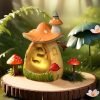 Resin Green and Yellow Mushroom House LED Christmas Incense Burning Holder- yellow one