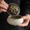 Chinese Ru Kiln Crackle Glazed Porcelain Bowl Coil Incense Holder with Elegant Floral Lids | Lulu Incense