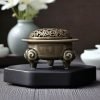 Sheep Horn Three-Legged Ceramic Cauldron Incense Cone Censer Burner Holder For Sale