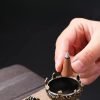 Small Alloy Mountain Carved Tree Cone Incense Burner Holder for Sale | Lulu Incense