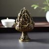 Small Alloy Mountain Carved Tree Cone Incense Burner Holder for Sale