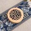 Small Hollowed Bamboo Round Handmade Wood Box Cone Incense Burner | Lulu Incense