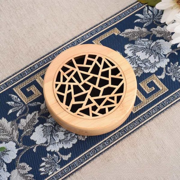 Small Hollowed Bamboo Round Handmade Wood Box Cone Incense Burner | Lulu Incense
