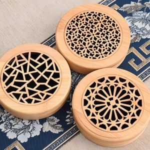 Small Hollowed Bamboo Round Handmade Wood Box Cone Incense Burner | Lulu Incense