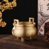 Small and Tall Three-Legged Antique Brass and Copper Incense Burner | Lulu Incense