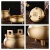 Small and Tall Three-Legged Antique Brass and Copper Incense Burner | Lulu Incense