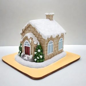 Snowy Christmas Gingerbread House with Smoking Chimney Incense Log Cabin Burner