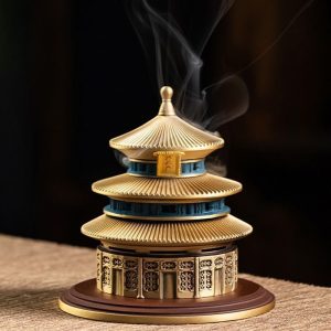 Temple of Heaven Shaped Chinese Brass Incense Burner Antique