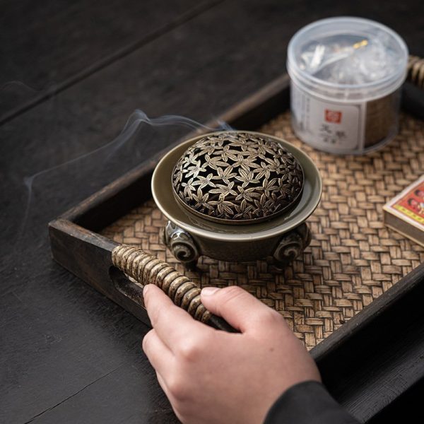 Sheep Horn Three-Legged Ceramic Cauldron Incense Cone Censer Burner Holder For Sale
