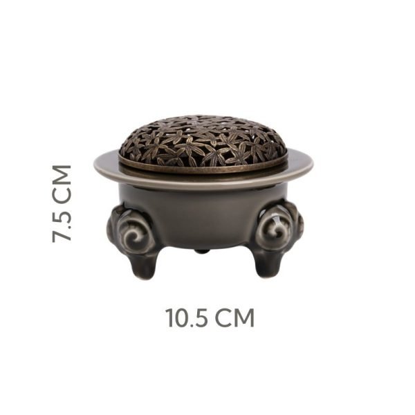 Sheep Horn Three-Legged Ceramic Cauldron Incense Cone Censer Burner Holder For Sale