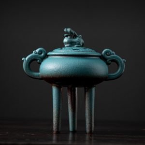 Cauldron Shaped Foo Dog Theme Vintage Incense Cone Burner Holder | Lulu Incense