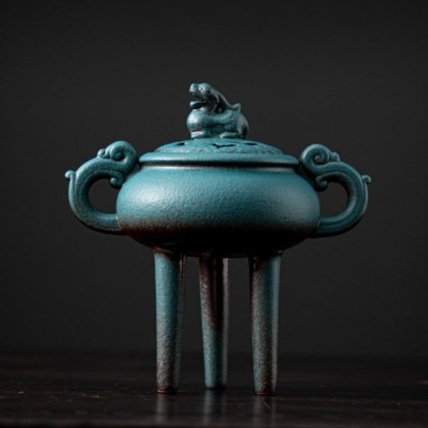 Cauldron Shaped Foo Dog Theme Vintage Incense Cone Burner Holder | Lulu Incense