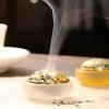 Chinese Gold Glazed Crystal Jade Cone Incense Burner Holder with Nine-tailed Fox Lid | Lulu Incense