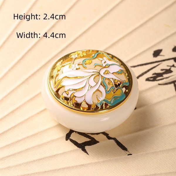 Chinese Gold Glazed Crystal Jade Cone Incense Burner Holder with Nine-tailed Fox Lid | Lulu Incense