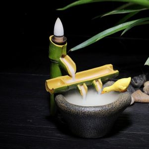 Unique Japanese Style Bamboo Vintage Backflow and Waterfall Fountain Incense Burner