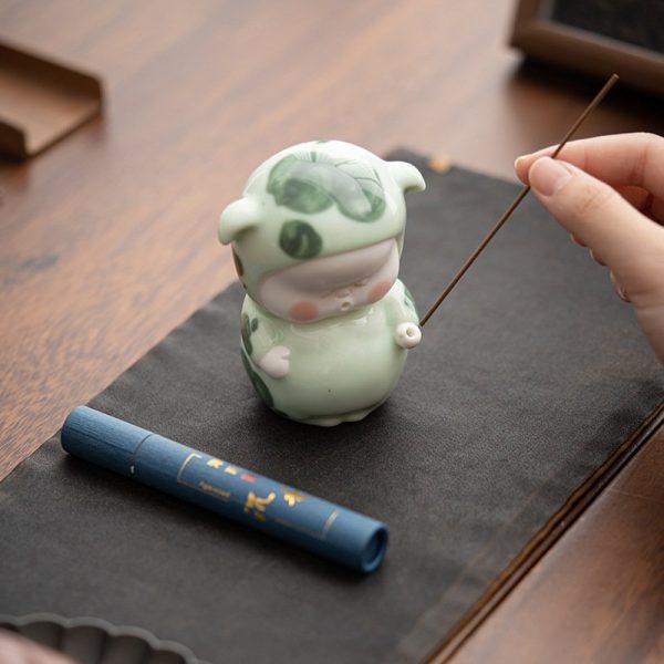 Handpainted Unique Cute Kid Doll Ceramic Incense Stick Burner Holder | Lulu Incense