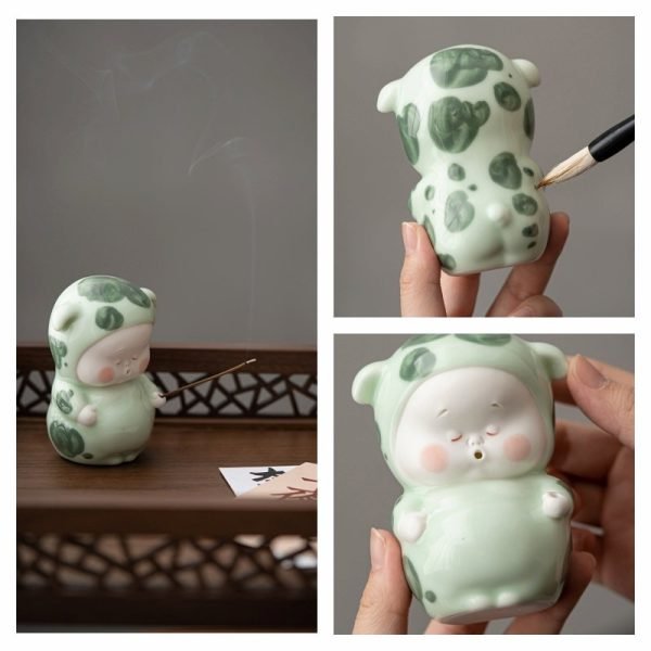 Handpainted Unique Cute Kid Doll Ceramic Incense Stick Burner Holder | Lulu Incense