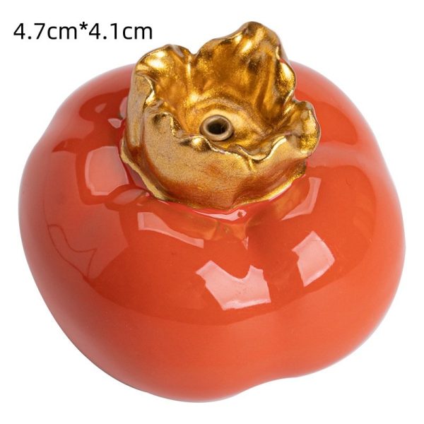 Ceramic Orange Color Persimmon Shaped Scent Incense Holder Burner | Lulu Incense