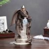 Unique Pterosaur Dragon Purple Clay Ceramic Incense Backflow Waterfall Burner with LED Lighting