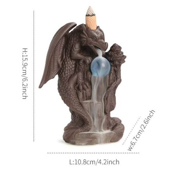 Unique Pterosaur Dragon Purple Clay Ceramic Incense Backflow Waterfall Burner with LED Lighting | Lulu Incense
