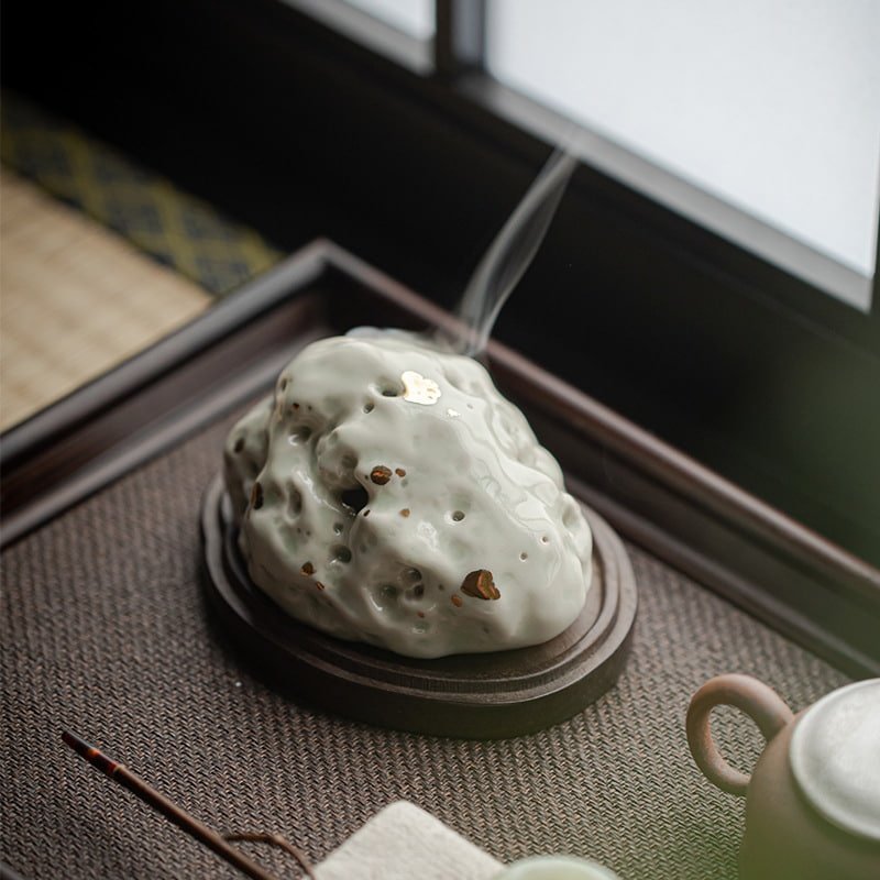 Unique Lake Stone Shaped Ceramic Incense Cone & Charcoal Holder Unique Lake Stone Shaped Ceramic Incense Cone & Charcoal Holder