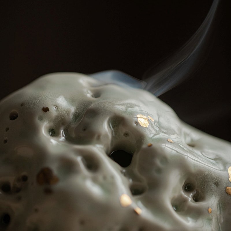 Unique Lake Stone Shaped Ceramic Incense Cone & Charcoal Holder Unique Lake Stone Shaped Ceramic Incense Cone & Charcoal Holder