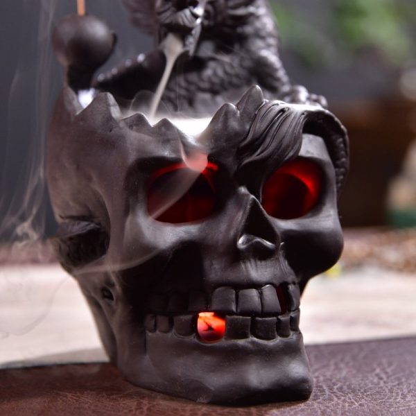 Red Monkey King Purple Clay and Wooden Foundation Incense Waterfall Burner with LED Light | Lulu Incense