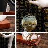 Electric LED Ceramic Zen Theme Standing Buddha Waterfall Incense Burner With Lotus and Cloud Wooden Base