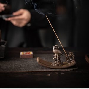 Vintage Chinese Crane Theme Ceramic Incense Stick Burner Holder | Lulu Incense