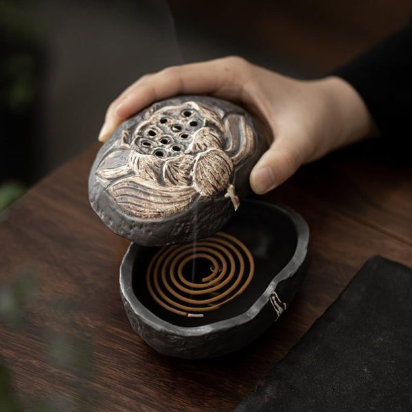 Elegant Antique Ceramic Chinese Tai Chi Incense Cone Burner