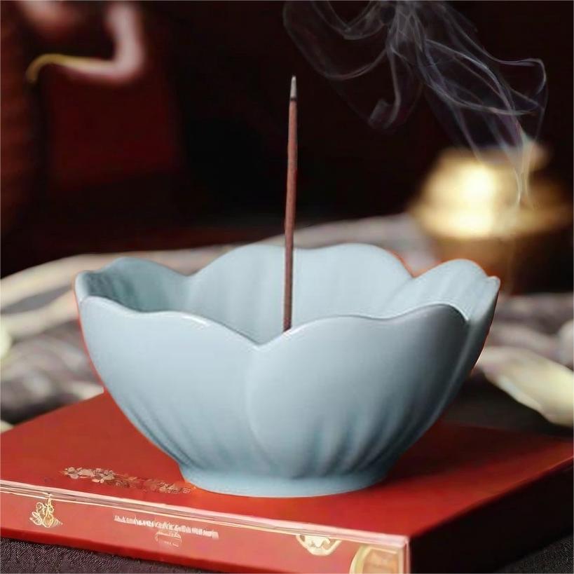 Vintage Handmade Blue and White Plum Floral Ceramic Sticks Burning Incense Holder Vintage Handmade Blue and White Plum Floral Ceramic Sticks Burning Incense Holder