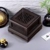 Vintage Hollowed Plum Premium Blackwood Cones Wooden Box Coil Incense Holder