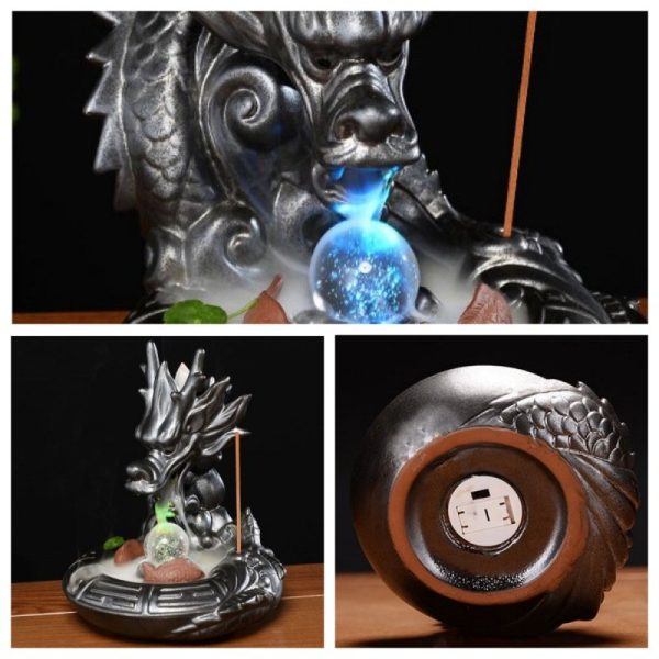 Red Cow Resin Backflow Scent Incense Burner with Electric LED Lighting | Lulu Incense