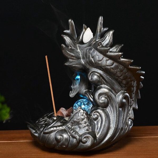 Red Cow Resin Backflow Scent Incense Burner with Electric LED Lighting | Lulu Incense