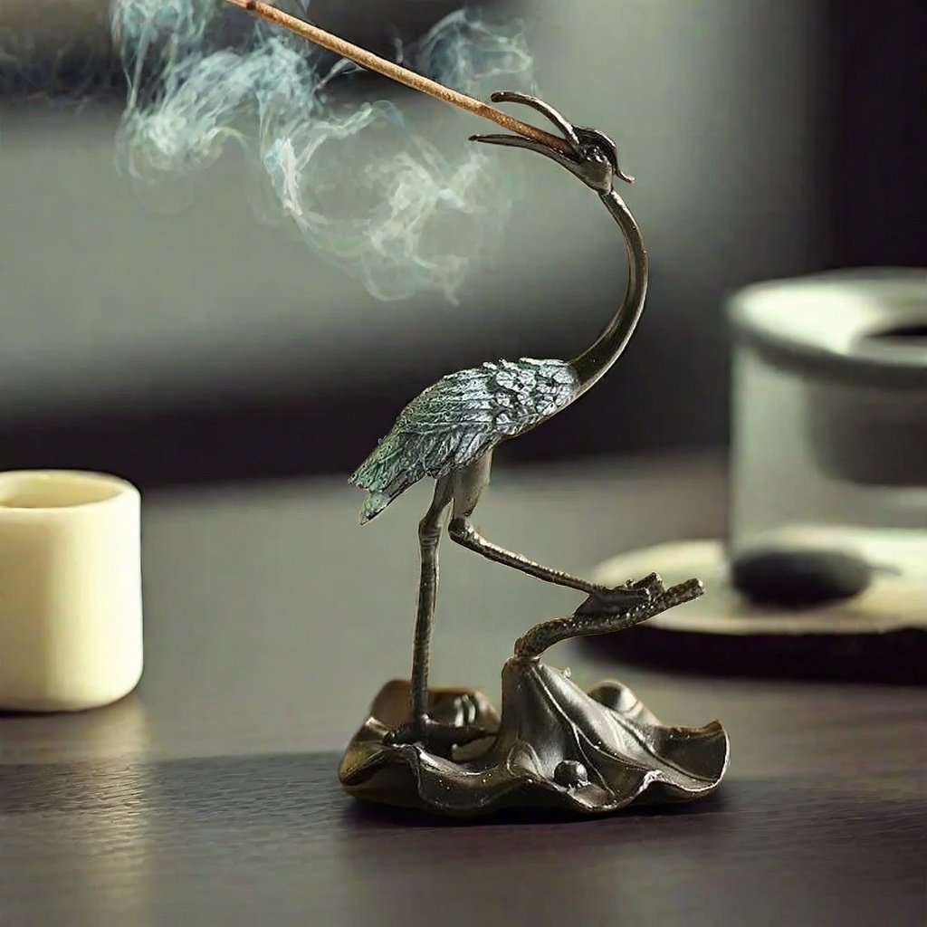 Vintage Traditional Alloy Crane Smoking Incense Sticks Burner for Sale Vintage Traditional Alloy Crane Smoking Incense Sticks Burner for Sale