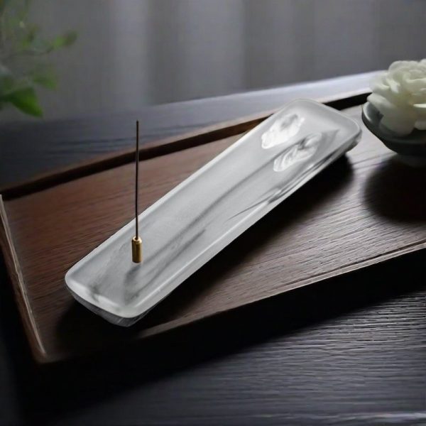 Vintage Transparent Glass Japanese Incense Burning Holder for Sticks
