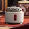 White Porcelain Calligraphy Incense Spiral Coil & Charcoal Burner with Hollowed Maple Leaf Lid