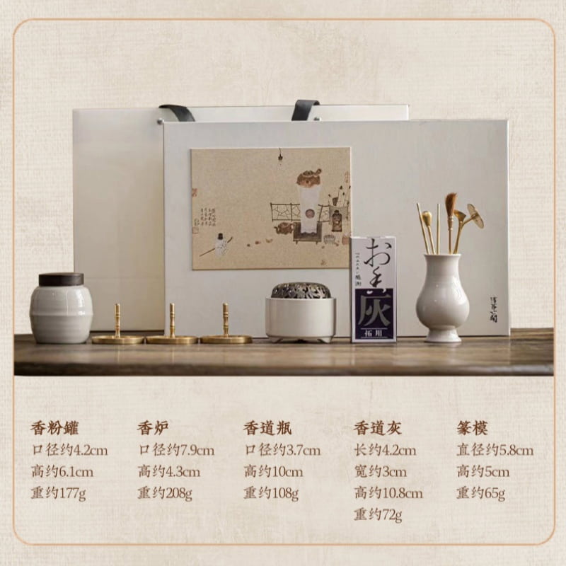 White Porcelain and Brass Chinese Agarwood Sandalwood Powder