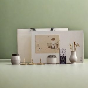 White Porcelain and Brass Chinese Powder Incense Burner Starter Kit