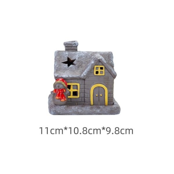 White and Golden Christmas House with Smoking Chimney Log Cabin Incense Burner for Sale | Lulu Incense