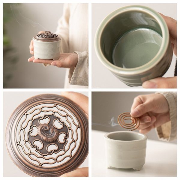 Vintage Porcelain Spiral Coil and Cone Incense Burner Holder | Lulu Incense
