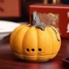 Yellow Pumpkin Shaped Ceramic Cone & Charcoal Incense Burner Holder